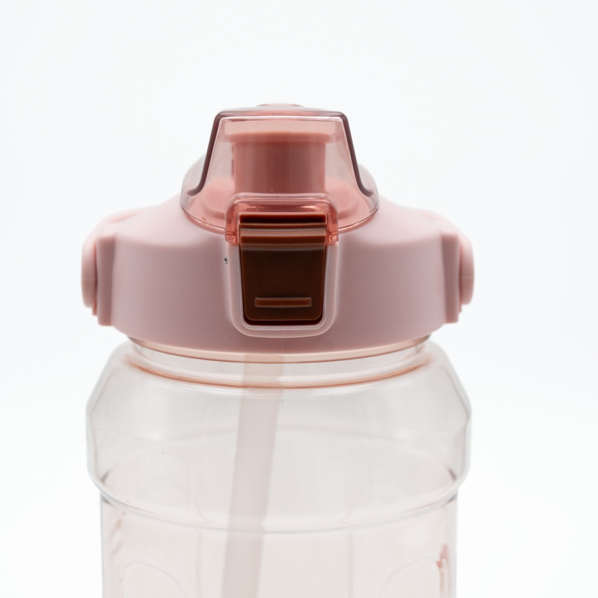 Super Παγούρι Νερού 1500ml Ροζ Διάφανο με Εργονομική Λαβή, Καλαμάκι & Κουμπί Ασφαλείας