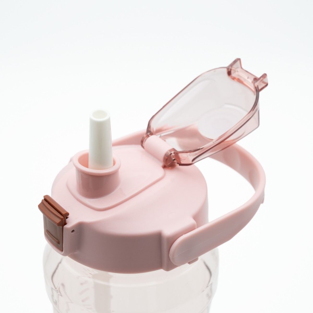 Super Παγούρι Νερού 1500ml Ροζ Διάφανο με Εργονομική Λαβή, Καλαμάκι & Κουμπί Ασφαλείας