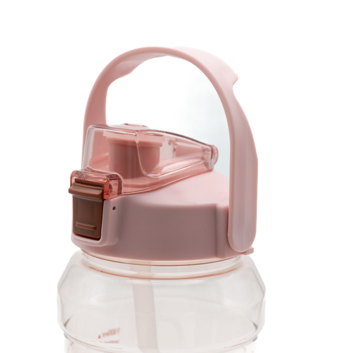 Super Παγούρι Νερού 1500ml Ροζ Διάφανο με Εργονομική Λαβή, Καλαμάκι & Κουμπί Ασφαλείας