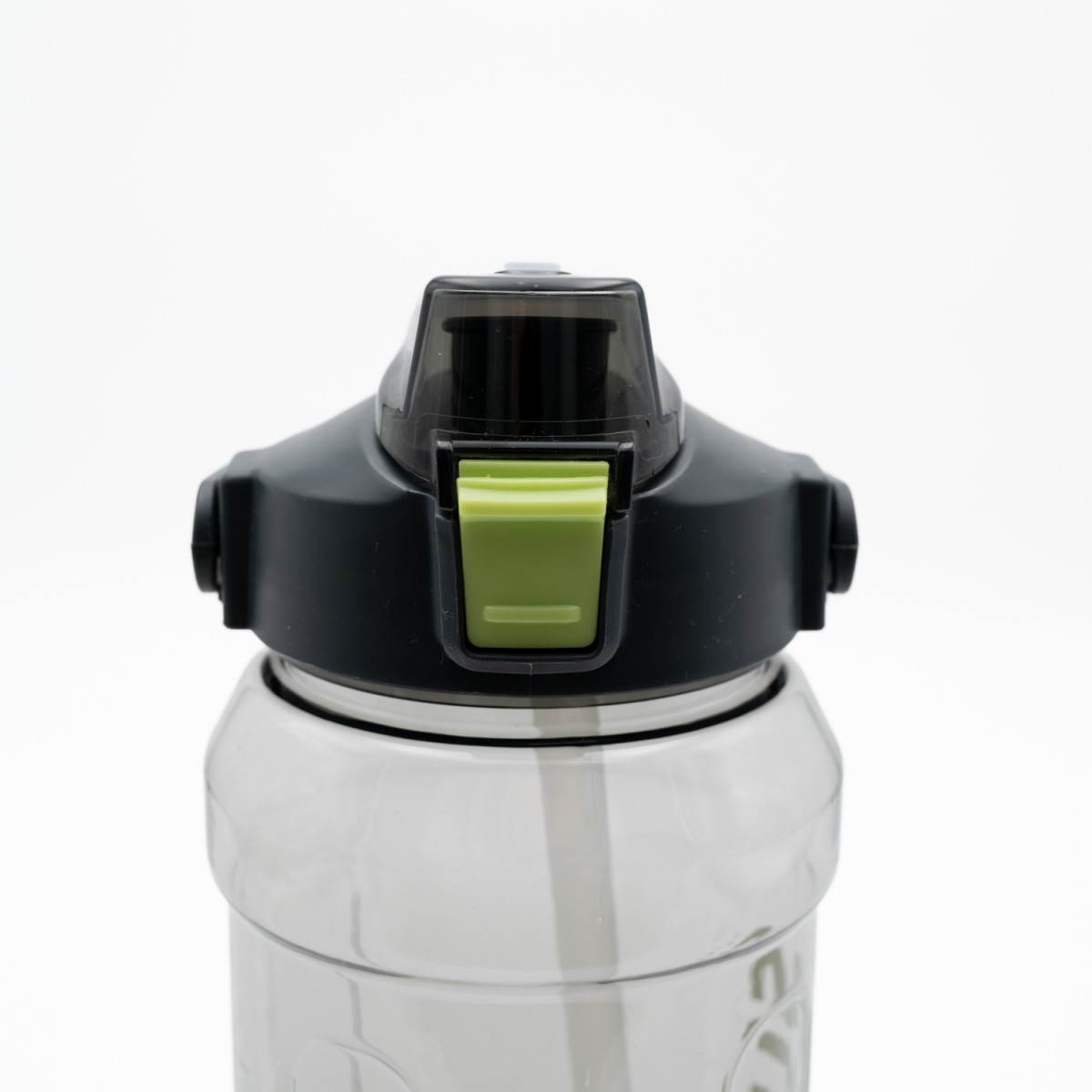 Super Παγούρι Νερού 1500ml Γκρι Διάφανο με Εργονομική Λαβή, Καλαμάκι & Κουμπί Ασφαλείας