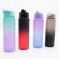 Motivational Παγούρι Νερού 750ml Ombre Μαύρο-Γκρι με Καλαμάκι Σιλικόνης, Δοσομετρητή & Κουμπί Ασφαλείας
