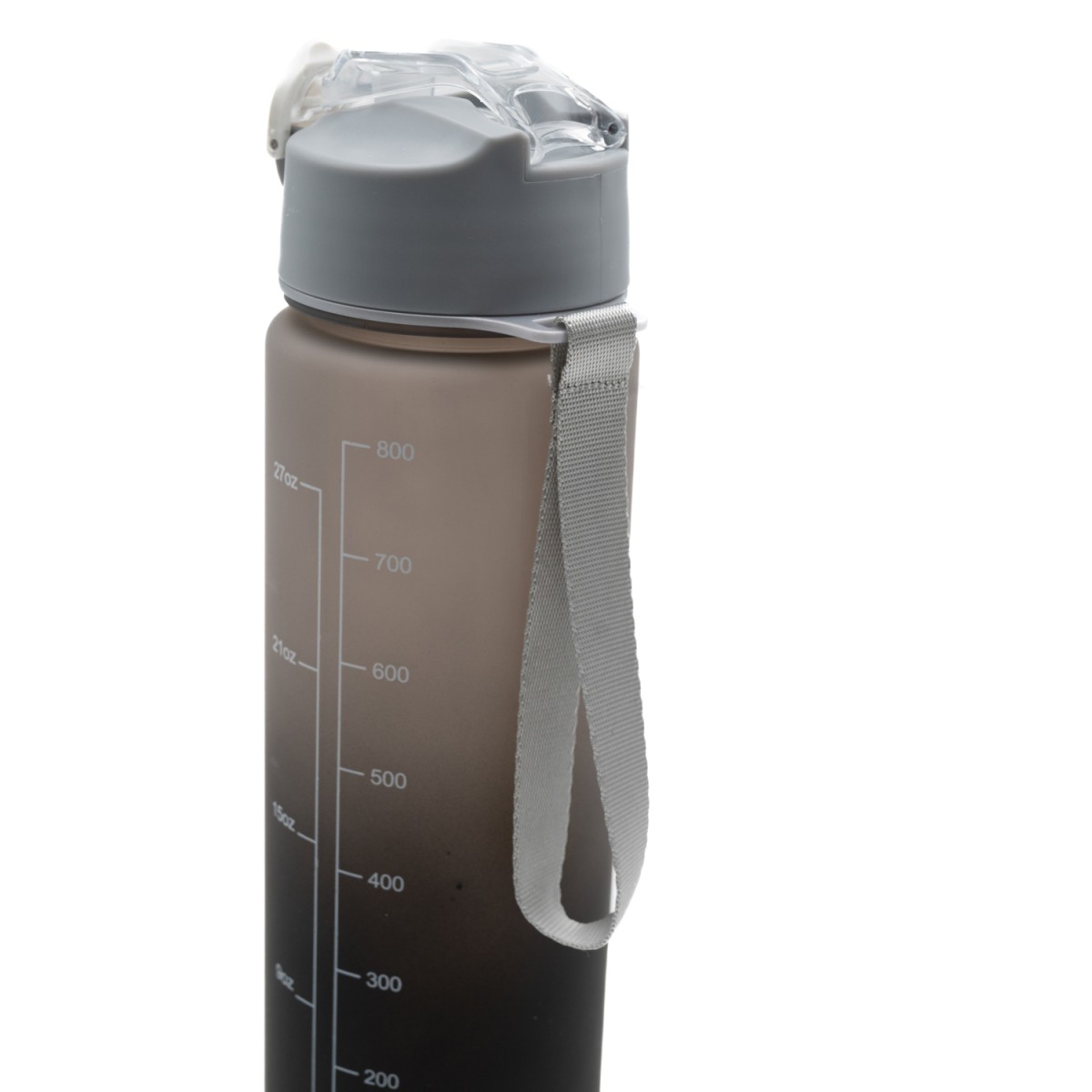 Motivational Παγούρι Νερού 750ml Ombre Μαύρο-Γκρι με Καλαμάκι Σιλικόνης, Δοσομετρητή & Κουμπί Ασφαλείας