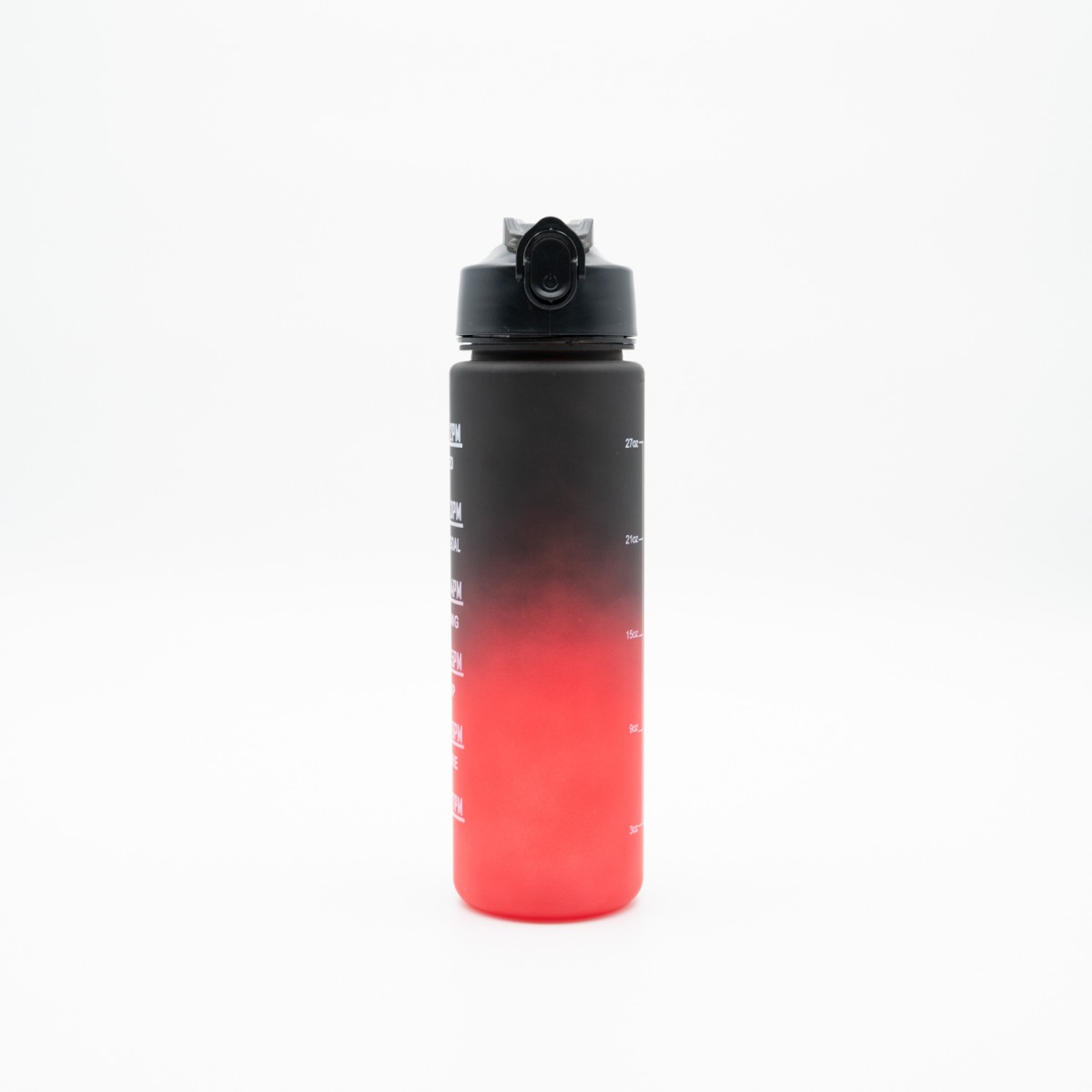 Motivational Παγούρι Νερού 750ml Ombre Μαύρο-Κόκκινο με Καλαμάκι Σιλικόνης, Δοσομετρητή & Κουμπί Ασφαλείας