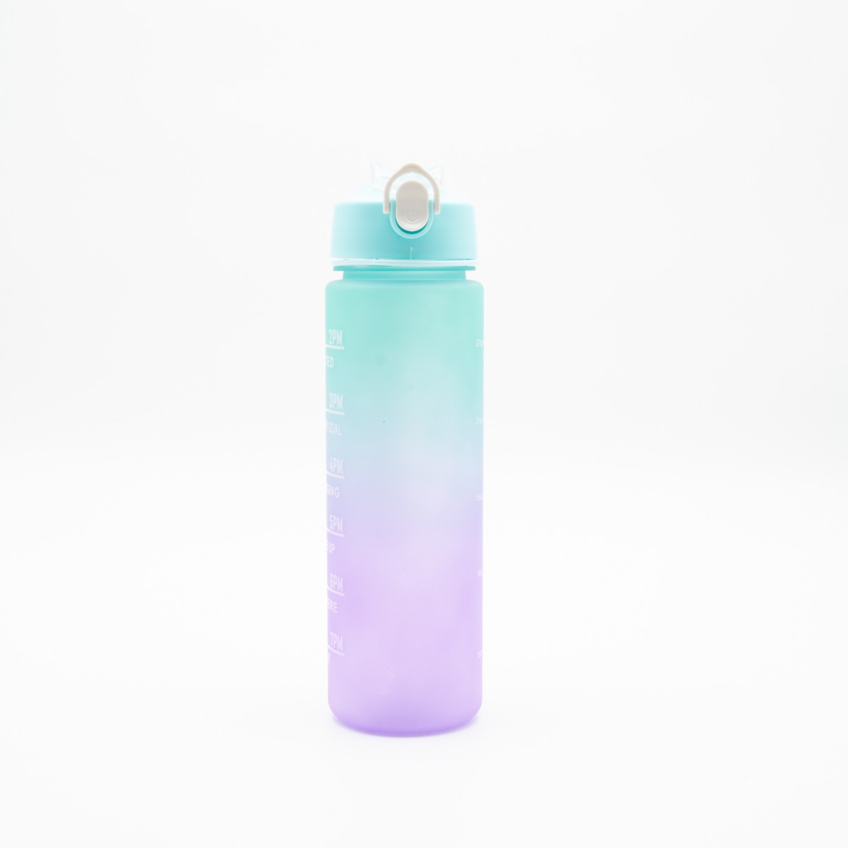 Motivational Παγούρι Νερού 750ml Ombre Μωβ-Aqua με Καλαμάκι Σιλικόνης, Δοσομετρητή & Κουμπί Ασφαλείας