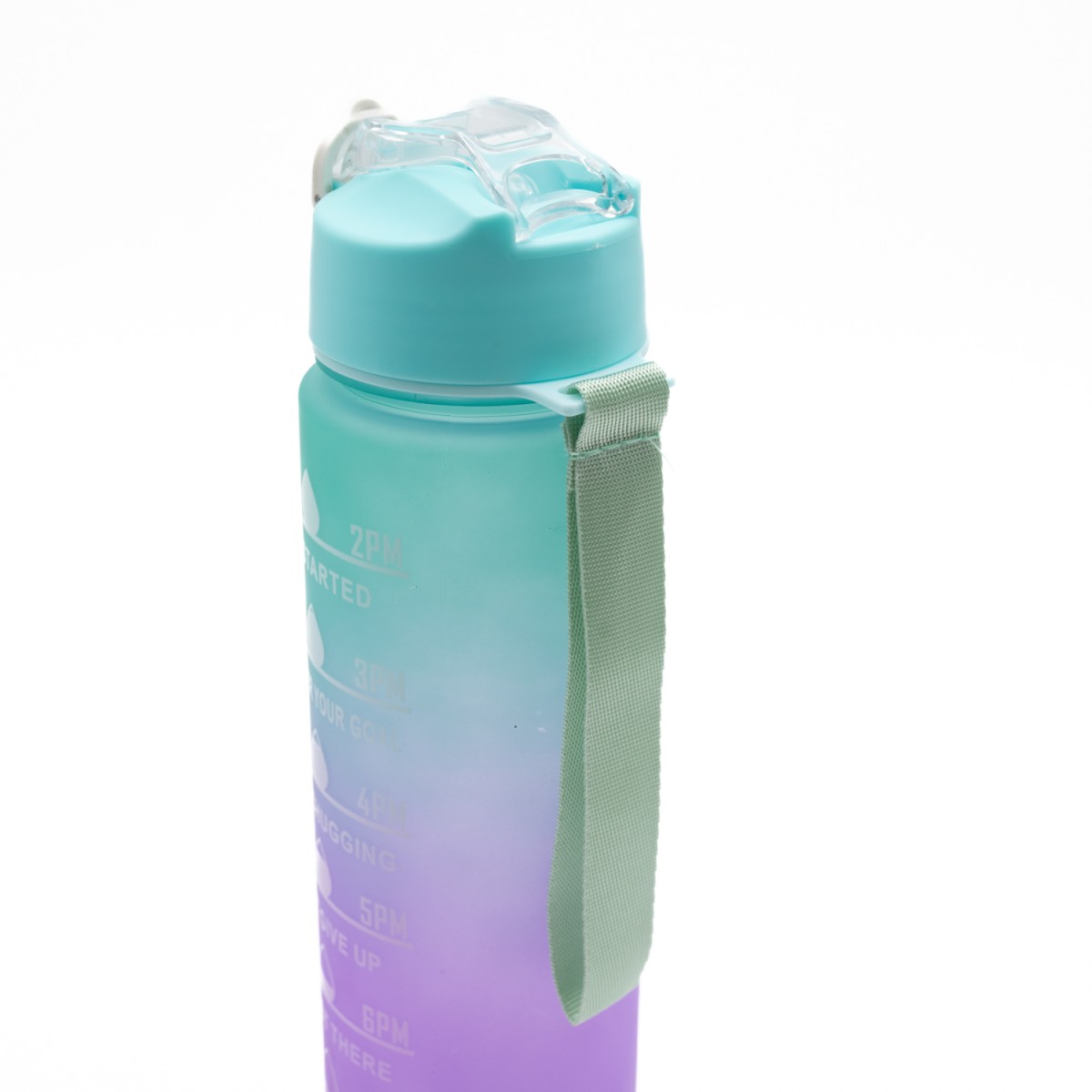 Motivational Παγούρι Νερού 750ml Ombre Μωβ-Aqua με Καλαμάκι Σιλικόνης, Δοσομετρητή & Κουμπί Ασφαλείας