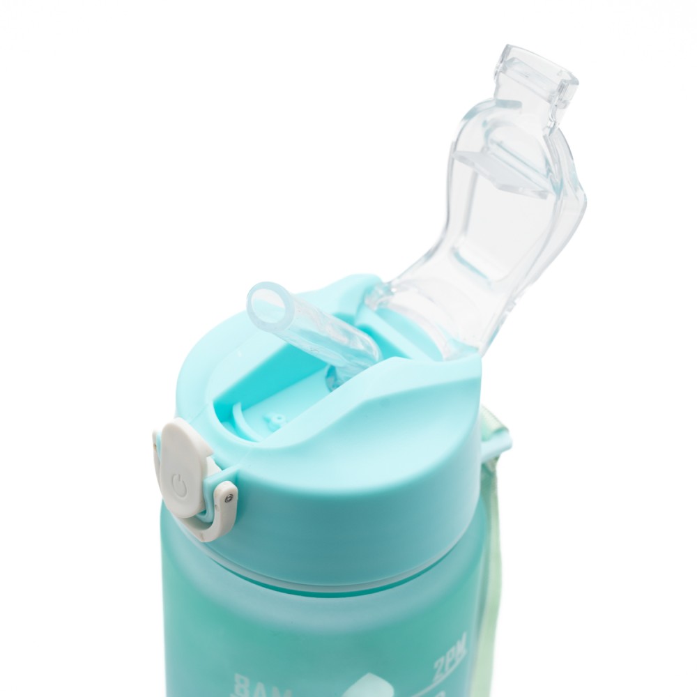 Motivational Παγούρι Νερού 750ml Ombre Μωβ-Aqua με Καλαμάκι Σιλικόνης, Δοσομετρητή & Κουμπί Ασφαλείας