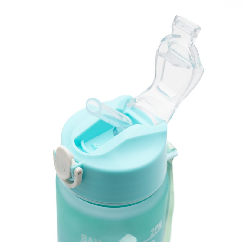 Motivational Παγούρι Νερού 750ml Ombre Μωβ-Aqua με Καλαμάκι Σιλικόνης, Δοσομετρητή & Κουμπί Ασφαλείας