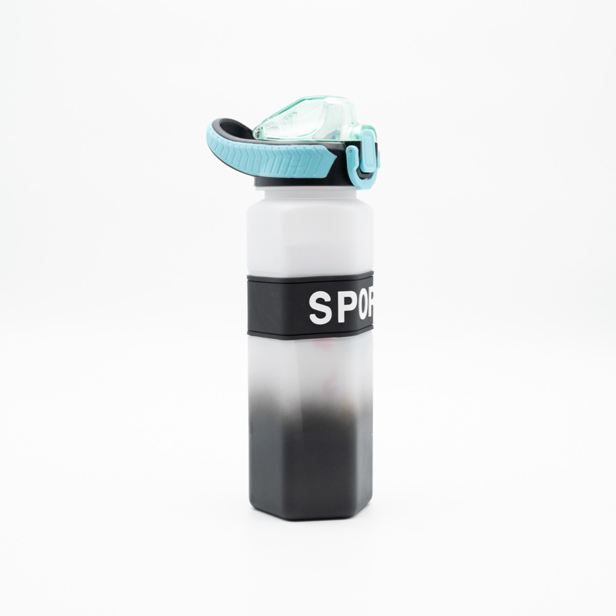 Sports Παγούρι Νερού 750ml Ombre Μαύρο-Λευκό με Εξαγωνικό Σχεδιασμό, Καλαμάκι Σιλικόνης & Λαβή Μεταφοράς