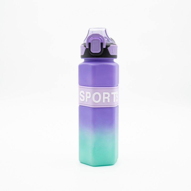 Sports Παγούρι Νερού 750ml Ombre Aqua-Μωβ με Εξαγωνικό Σχεδιασμό, Καλαμάκι Σιλικόνης & Λαβή Μεταφοράς