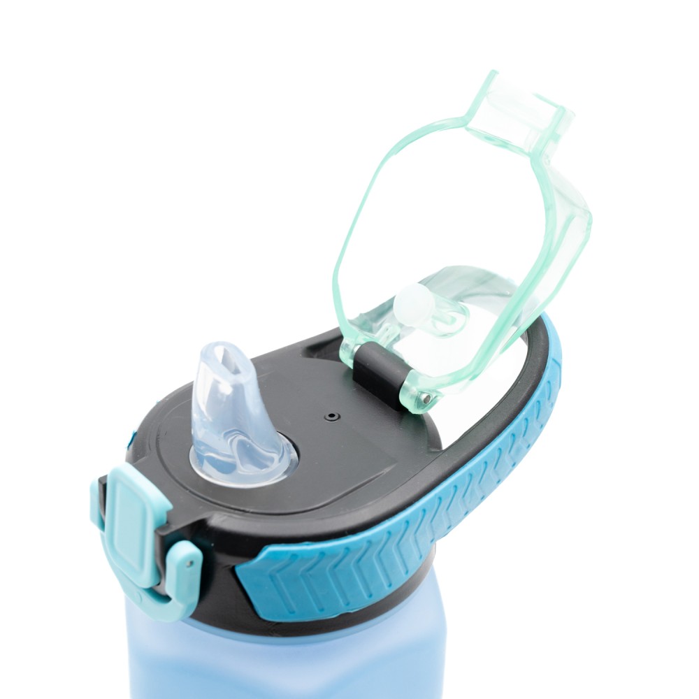 Sports Παγούρι Νερού 750ml Ombre Ροζ-Γαλάζιο με Εξαγωνικό Σχεδιασμό, Καλαμάκι Σιλικόνης & Λαβή Μεταφοράς