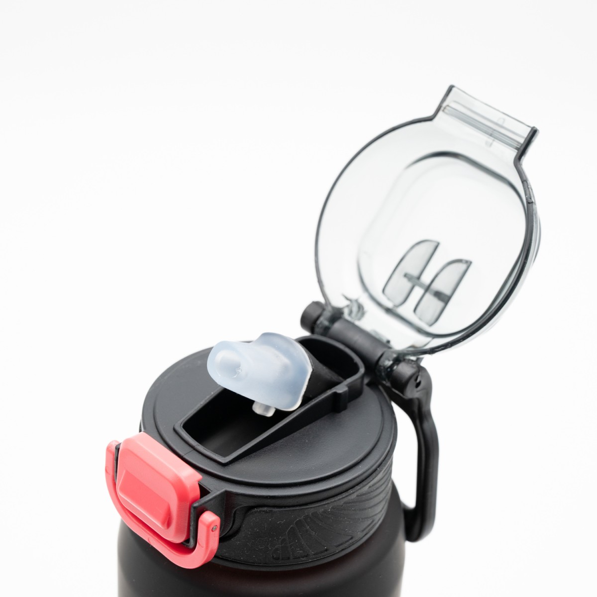 Happy Παγούρι Νερού 800ml Ombre Μαύρο-Κόκκινο με Αντιολισθητική Λαβή Σιλικόνης, Καλαμάκι & Δοσομετρητή