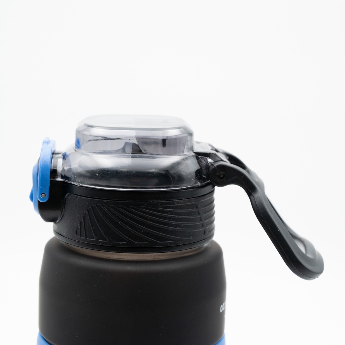 Happy Παγούρι Νερού 800ml Ombre Μαύρο-Μπλε με Αντιολισθητική Λαβή Σιλικόνης, Καλαμάκι & Δοσομετρητή