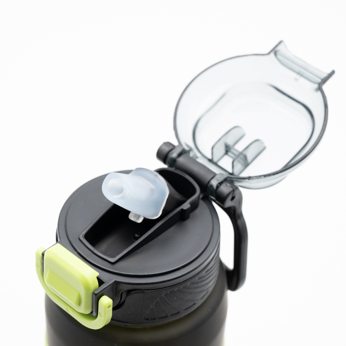 Happy Παγούρι Νερού 800ml Ombre Μαύρο-Πράσινο με Αντιολισθητική Λαβή Σιλικόνης, Καλαμάκι & Δοσομετρητή