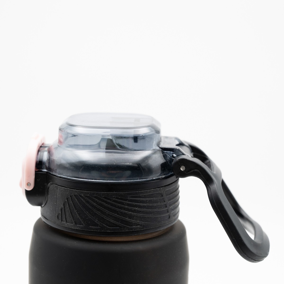 Happy Παγούρι Νερού 800ml Ombre Μαύρο-Ροζ με Αντιολισθητική Λαβή Σιλικόνης, Καλαμάκι & Δοσομετρητή