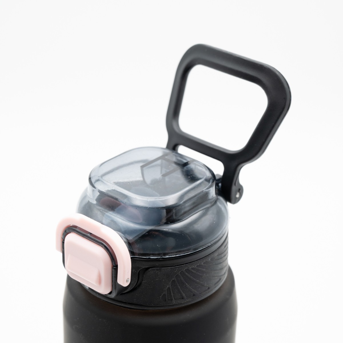 Happy Παγούρι Νερού 800ml Ombre Μαύρο-Ροζ με Αντιολισθητική Λαβή Σιλικόνης, Καλαμάκι & Δοσομετρητή