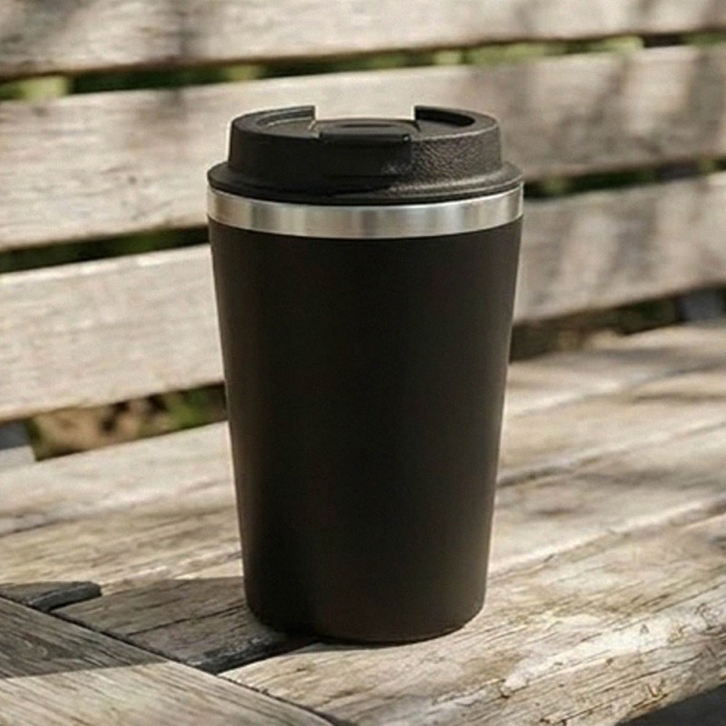 Ανοξείδωτο Ποτήρι Θερμός 350ml Μαύρο – Ισοθερμικό Mug Νερού & Ροφημάτων με Διπλό Τοίχωμα Vacuum