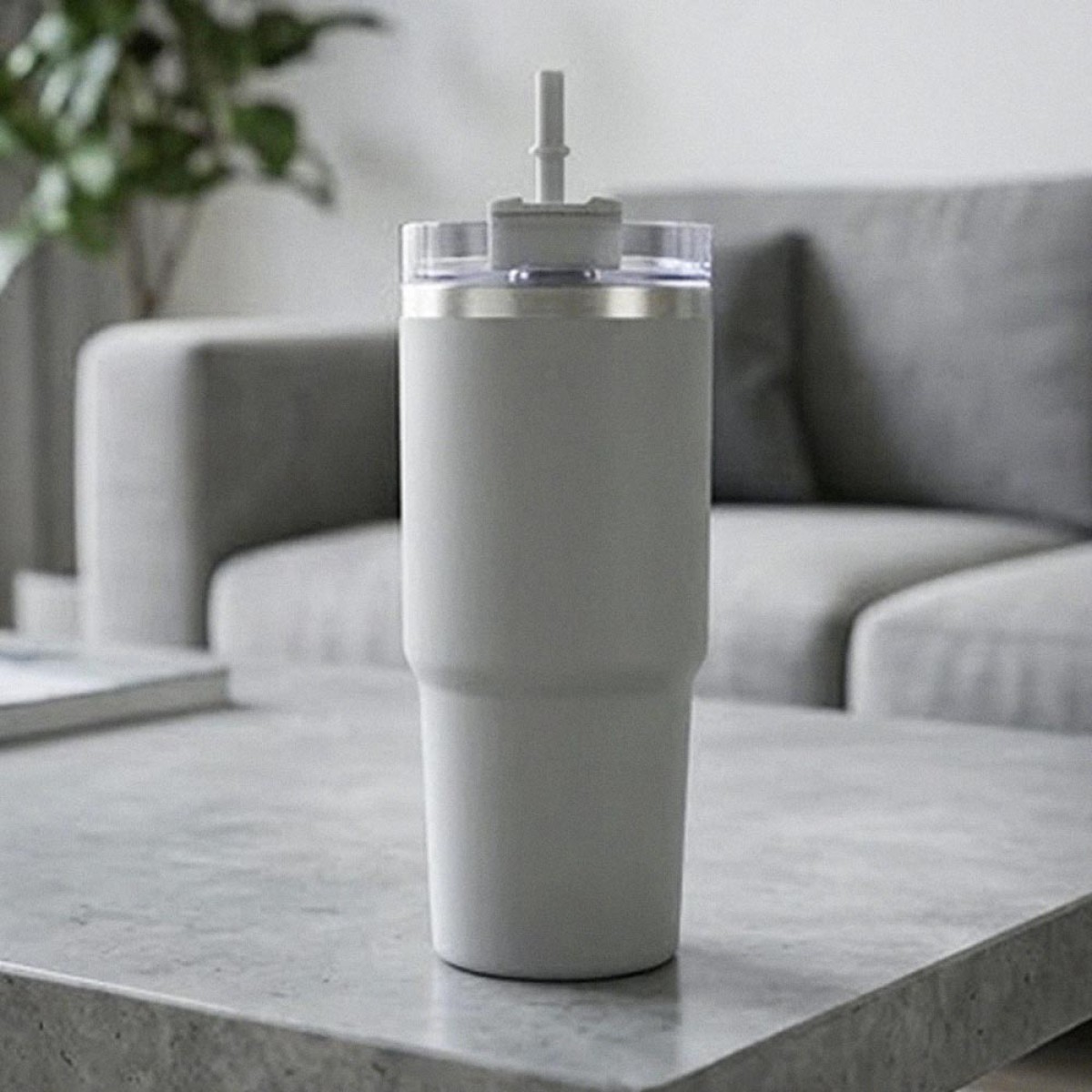 Ανοξείδωτο Ποτήρι Θερμός 600ml με Καλαμάκι Γκρι – Ισοθερμικό Tumbler Νερού & Ροφημάτων με Διπλό Τοίχωμα Vacuum