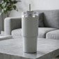 Ανοξείδωτο Ποτήρι Θερμός 600ml με Καλαμάκι Γκρι – Ισοθερμικό Tumbler Νερού & Ροφημάτων με Διπλό Τοίχωμα Vacuum