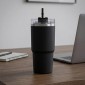 Ανοξείδωτο Ποτήρι Θερμός 600ml με Καλαμάκι Μαύρο – Ισοθερμικό Tumbler Νερού & Ροφημάτων με Διπλό Τοίχωμα Vacuum