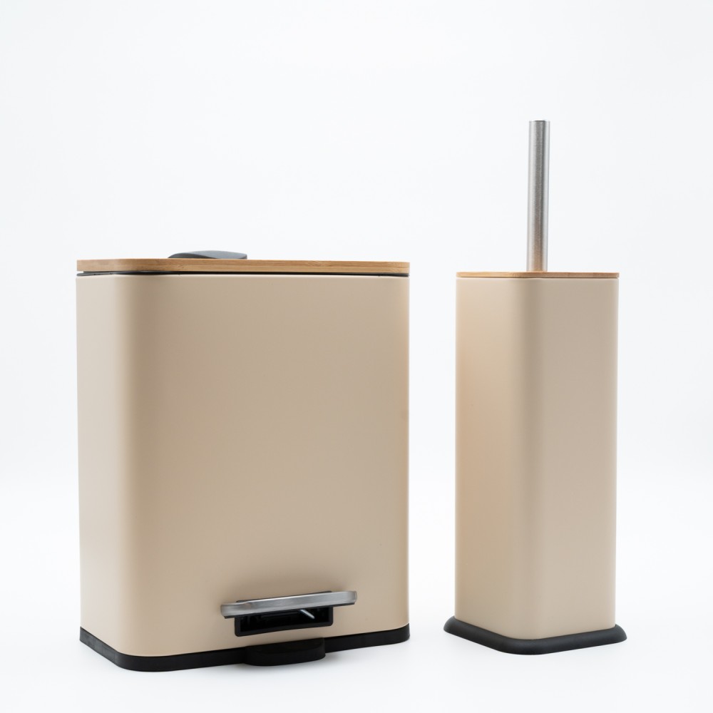 Bamboo Cubic Beige Σετ Πεντάλ 5lt με Soft Close & Πιγκάλ Μεταλλικό