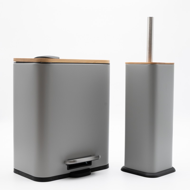 Bamboo Cubic Grey Σετ Πεντάλ 5lt με Soft Close & Πιγκάλ Μεταλλικό