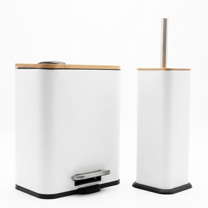 Bamboo Cubic White Σετ Πεντάλ 5lt με Soft Close & Πιγκάλ Μεταλλικό