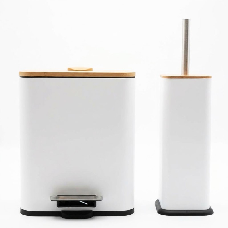 Bamboo Cubic White Σετ Πεντάλ 5lt με Soft Close & Πιγκάλ Μεταλλικό