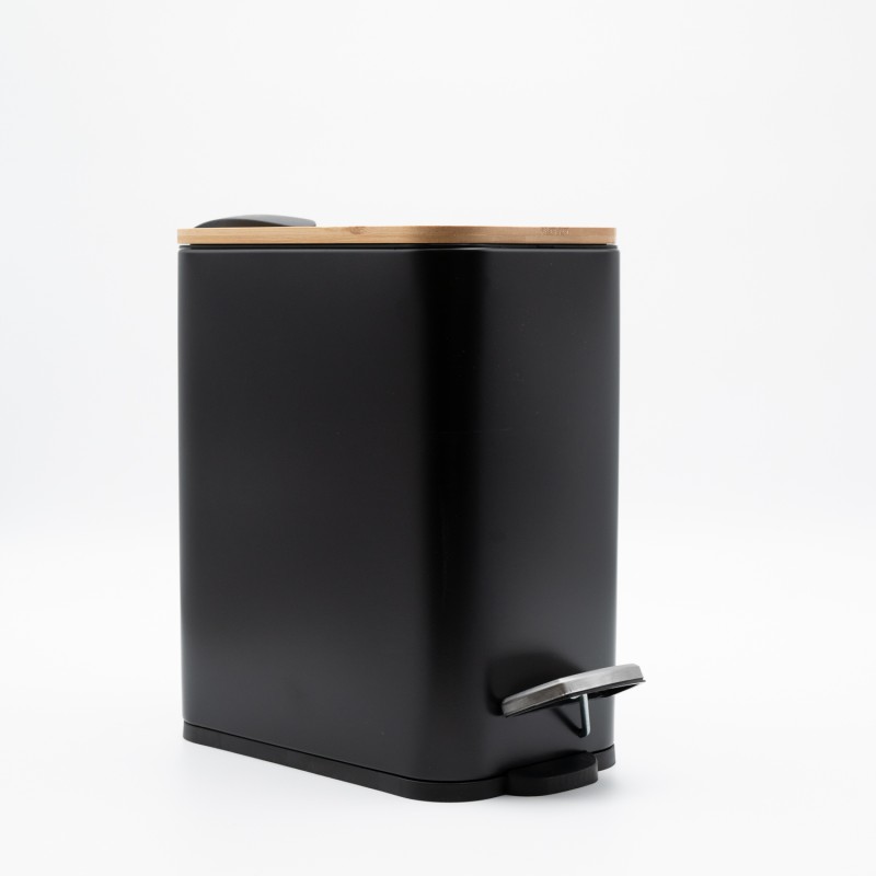 Bamboo Slim Black Πεντάλ 5lt με Soft Close 