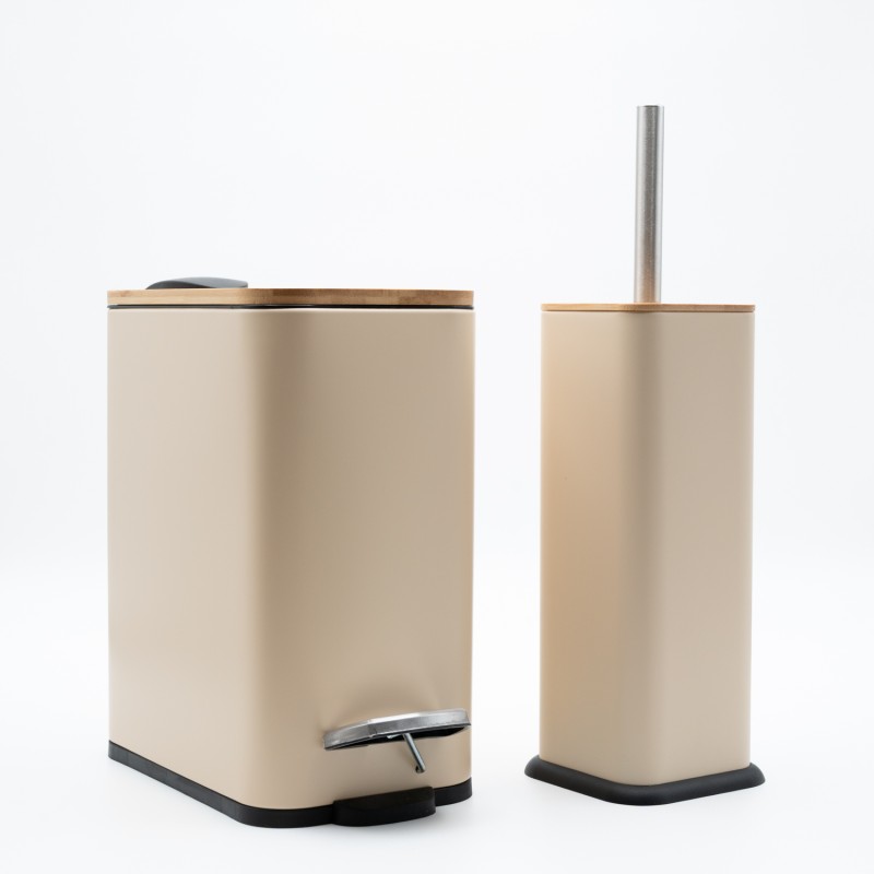 Bamboo Slim Beige Σετ Πεντάλ 5lt με Soft Close & Πιγκάλ Μεταλλικό
