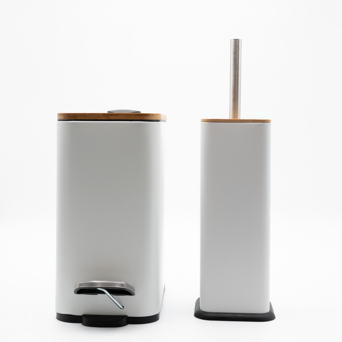Bamboo Slim White Σετ Πεντάλ 5lt με Soft Close & Πιγκάλ Μεταλλικό