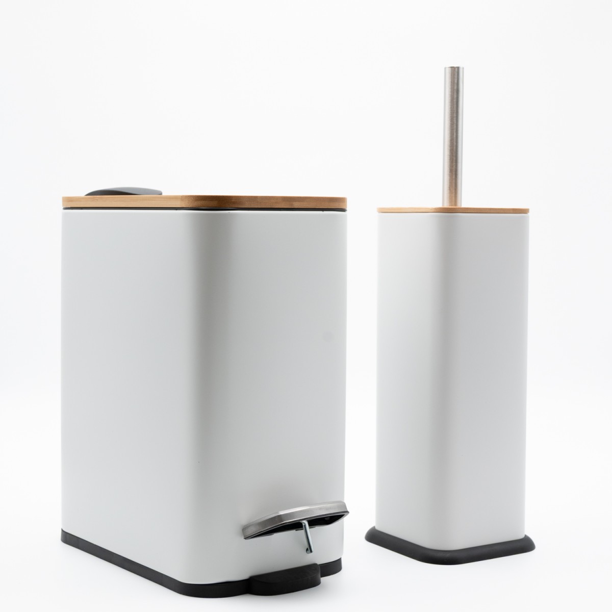 Bamboo Slim White Σετ Πεντάλ 5lt με Soft Close & Πιγκάλ Μεταλλικό