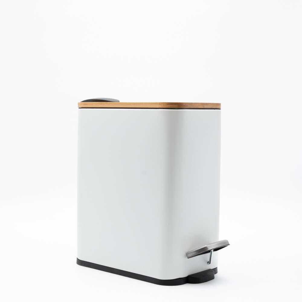 Bamboo Slim White Πεντάλ 5lt με Soft Close 
