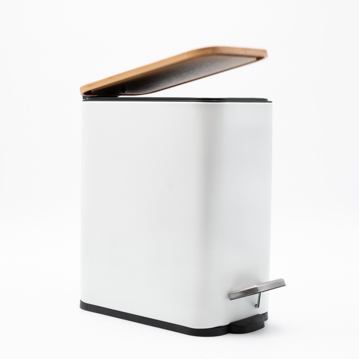Bamboo Slim White Σετ Πεντάλ 5lt με Soft Close & Πιγκάλ Μεταλλικό