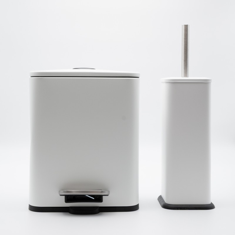 Hotel Cubic White Σετ Πεντάλ 5lt με Soft Close & Πιγκάλ Μεταλλικό