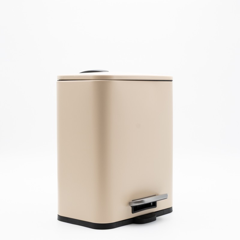 Hotel Cubic Beige Κάδος Μπάνιου 5lt Μεταλλικός με Μηχανισμό Soft Close