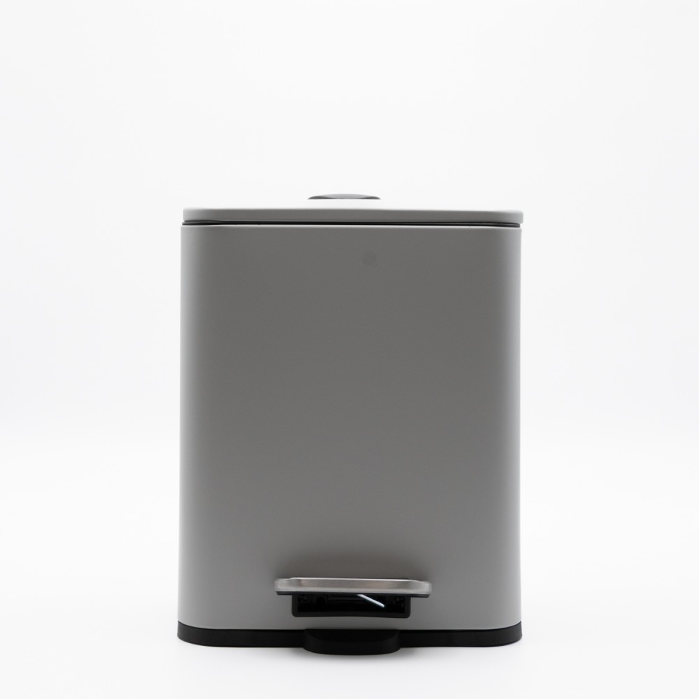 Hotel Cubic Grey Κάδος Μπάνιου 5lt Μεταλλικός με Μηχανισμό Soft Close
