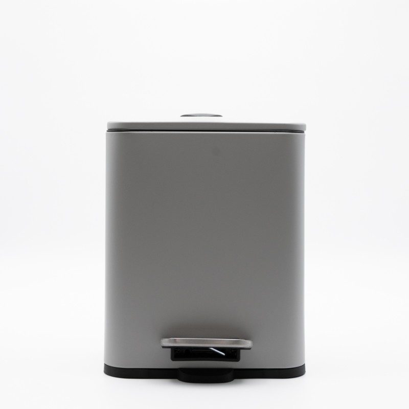 Hotel Cubic Grey Κάδος Μπάνιου 5lt Μεταλλικός με Μηχανισμό Soft Close
