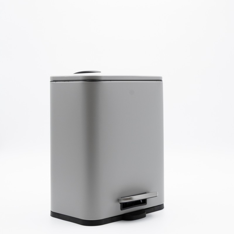 Hotel Cubic Grey Κάδος Μπάνιου 5lt Μεταλλικός με Μηχανισμό Soft Close