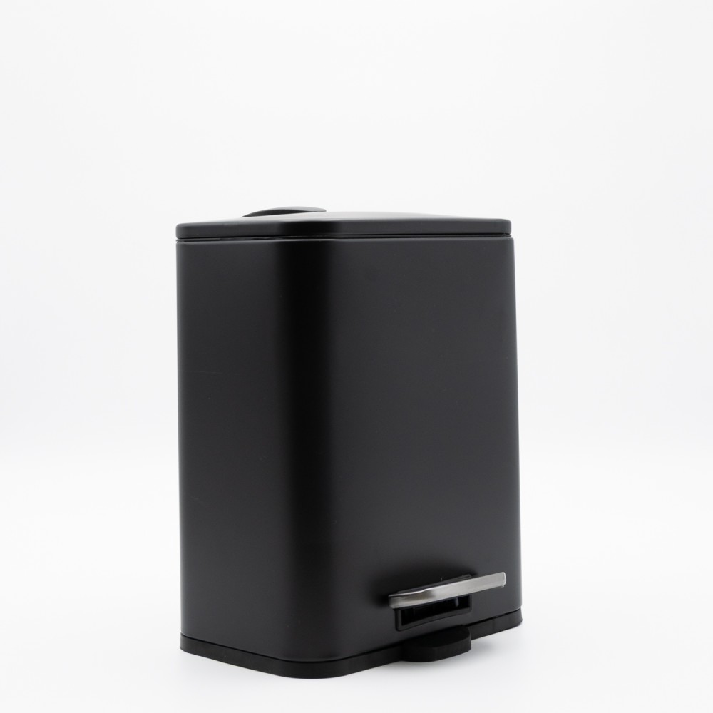 Hotel Cubic Black Κάδος Μπάνιου 5lt Μεταλλικός με Μηχανισμό Soft Close