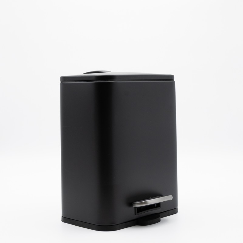 Hotel Cubic Black Κάδος Μπάνιου 5lt Μεταλλικός με Μηχανισμό Soft Close