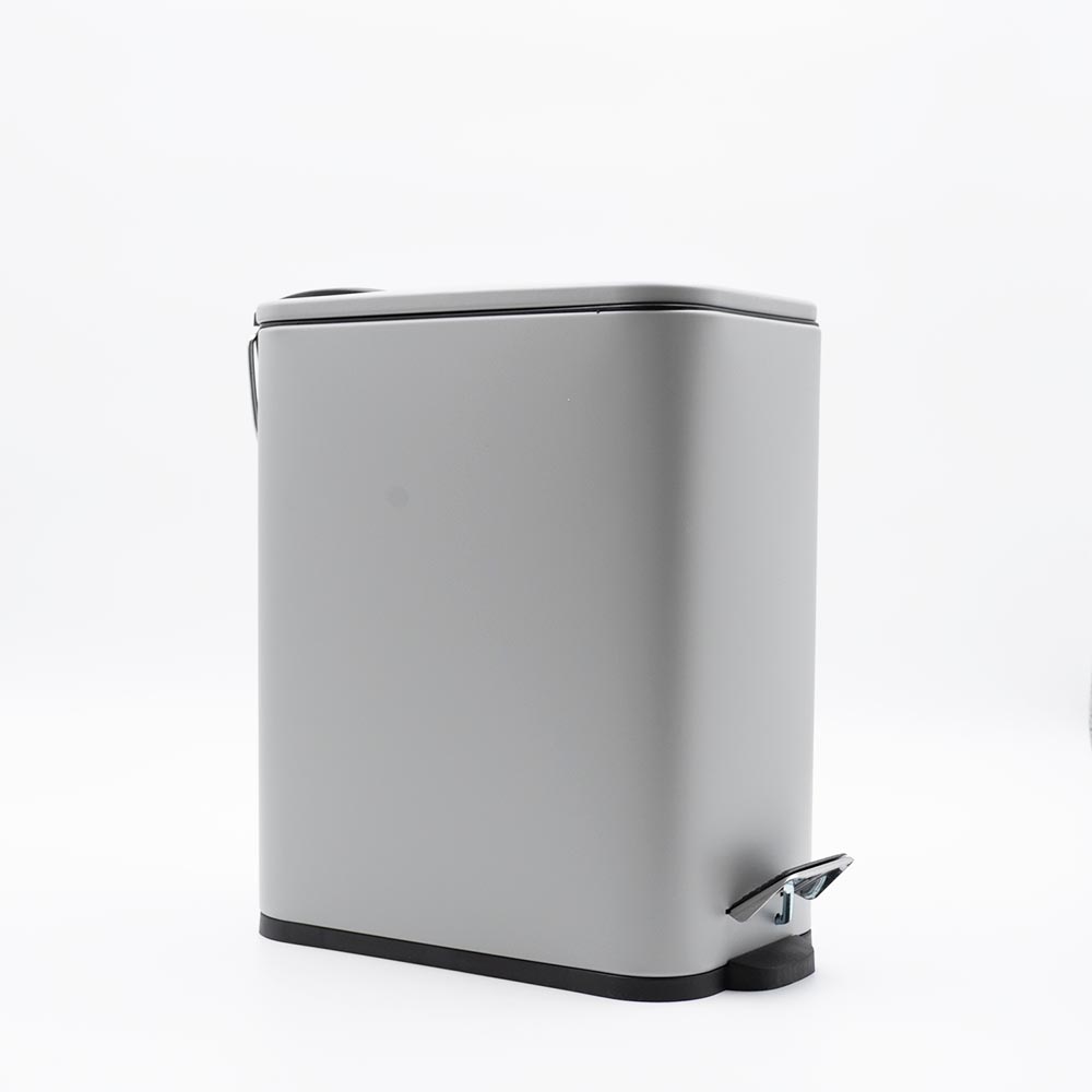 Hotel Slim Grey Κάδος Μπάνιου 5lt Μεταλλικός με Μηχανισμό Soft Close