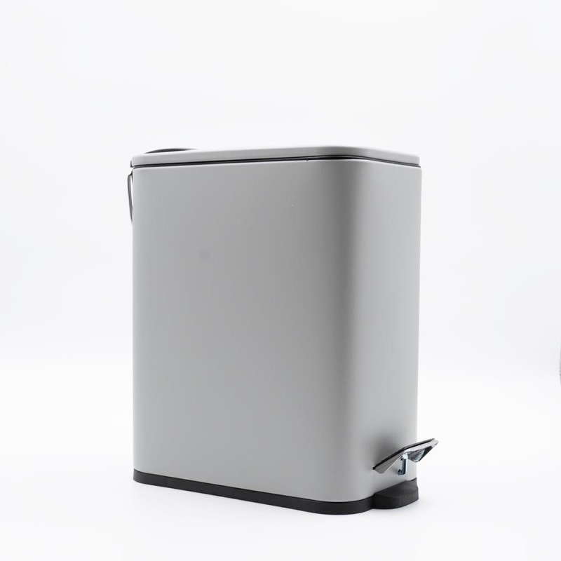 Hotel Slim Grey Κάδος Μπάνιου 5lt Μεταλλικός με Μηχανισμό Soft Close