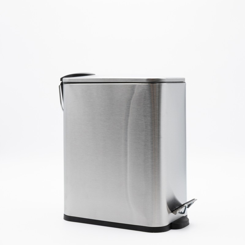 Hotel Slim Inox Κάδος Μπάνιου 5lt Μεταλλικός με Μηχανισμό Soft Close