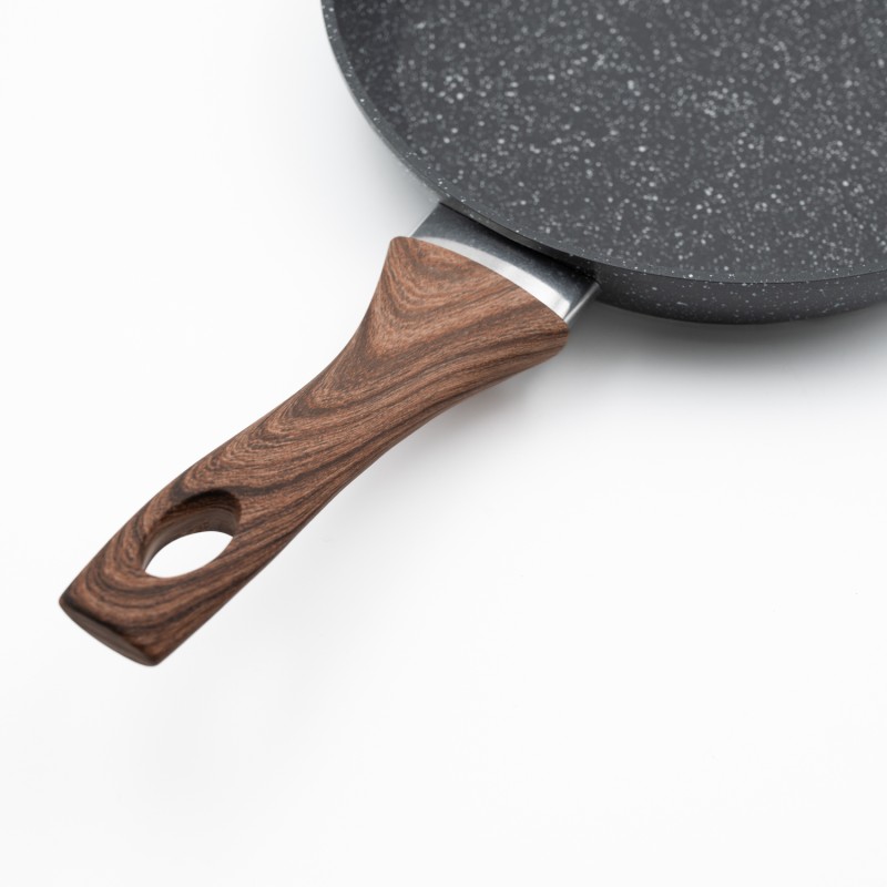 Marble Τηγάνι Αλουμινίου No 24 – Αντικολλητικό με Soft-Touch Λαβή Εφέ Ξύλου