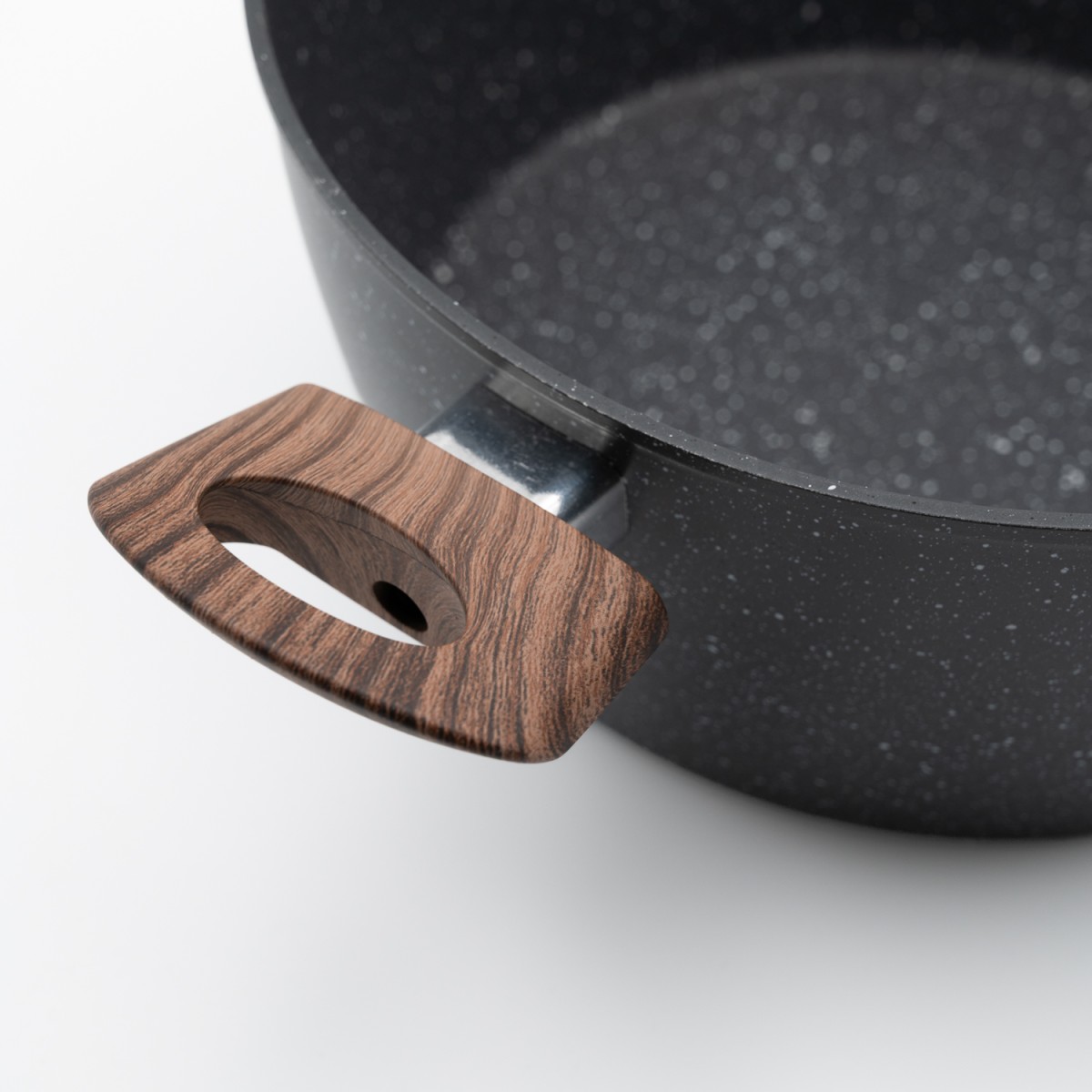 Marble Κατσαρόλα Αλουμινίου No 24 – Αντικολλητική με Επίστρωση Μαρμάρου & Soft-Touch Λαβές Εφέ Ξύλου