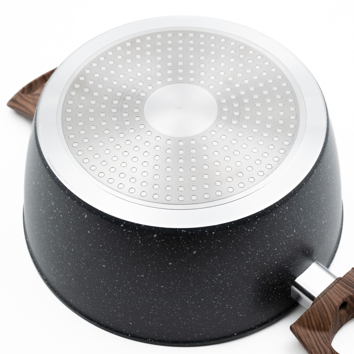 Marble Κατσαρόλα Αλουμινίου No 24 – Αντικολλητική με Επίστρωση Μαρμάρου & Soft-Touch Λαβές Εφέ Ξύλου