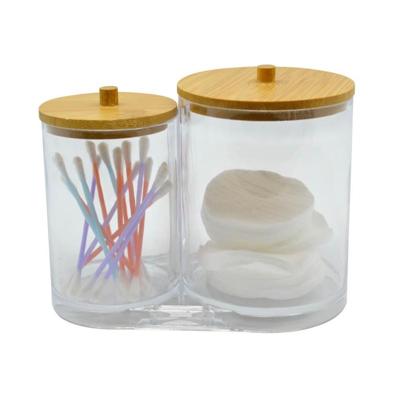 Ankor Διπλό Διάφανο Ακρυλικό Βάζο με Καπάκια Μπαμπού