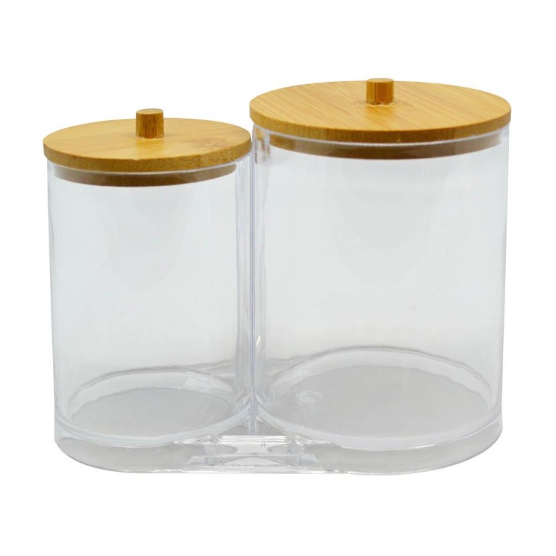 Ankor Διπλό Διάφανο Ακρυλικό Βάζο με Καπάκια Μπαμπού