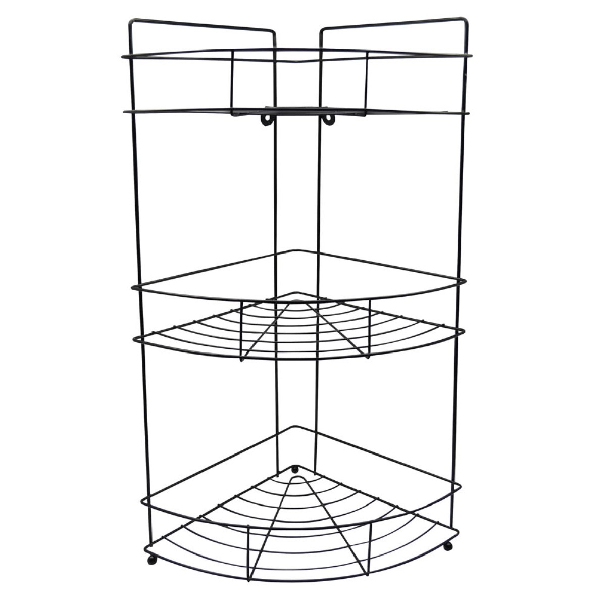 Ankor Γωνιακή Ραφιέρα Μπάνιου Μεταλλική 3 Θέσεων Μαύρο Ματ
