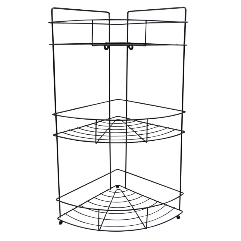 Ankor Γωνιακή Ραφιέρα Μπάνιου Μεταλλική 3 Θέσεων Μαύρο Ματ